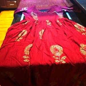 Angrakha Bandhej Suit Set ( Maroon color)